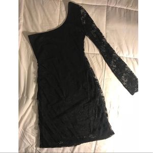 One Shoulder Black Lace Dress