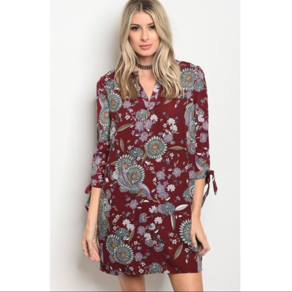 Burgundy Floral dress