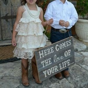 Lace and tan flower girl dress size 5