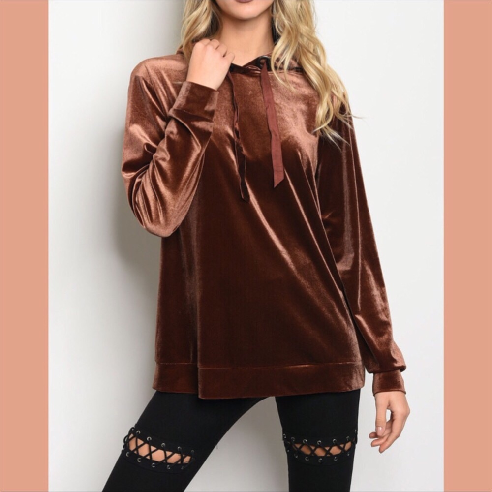 5🌟Beautiful Long Sleeve Mocha Hooded Top - Picture 4 of 7