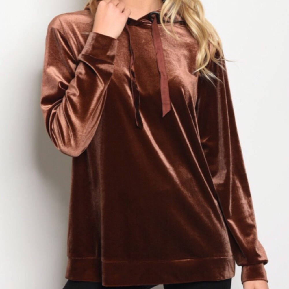 5🌟Beautiful Long Sleeve Mocha Hooded Top - Picture 2 of 7