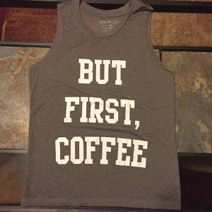 But first coffee crew neck tank top