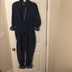 Denim utility jumpsuit