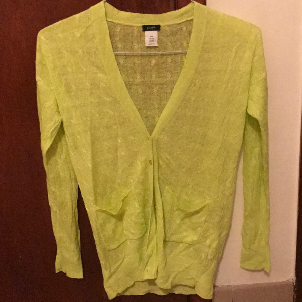 J. Crew citron long cable cardigan