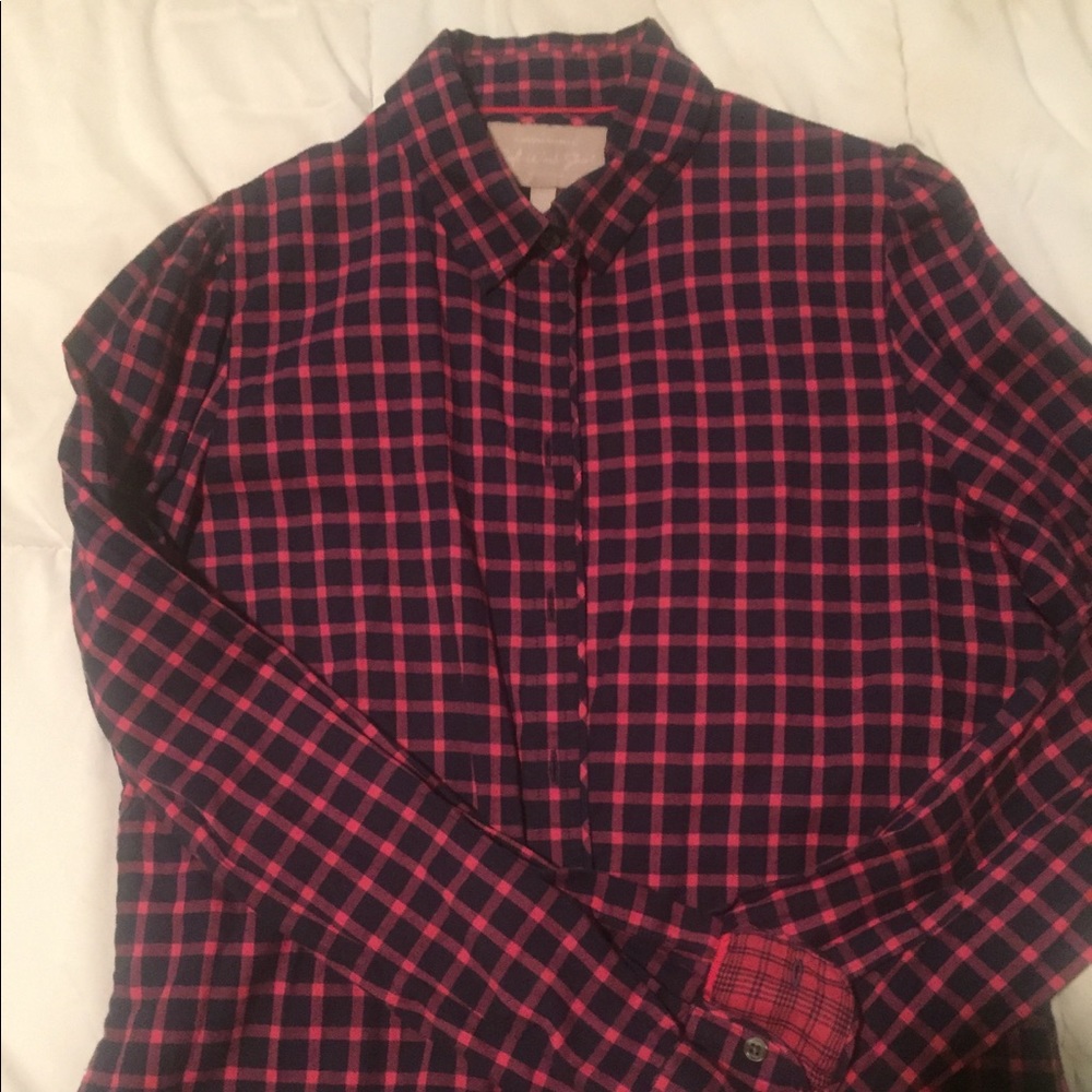 Banana Republic Soft Wash Button Down Pink Plaid