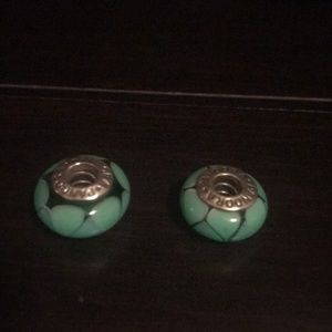 Glass turquoise Pandora Beads