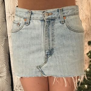 VINTAGE Cutoff Mini Distressed Denim Skirt
