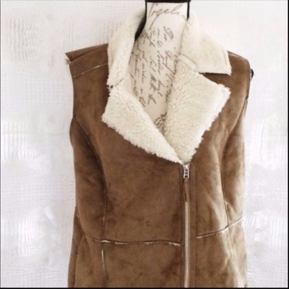 Tan Faux Fur Lined Vest