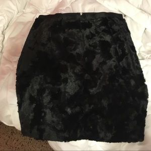 Black faux fur mini skirt