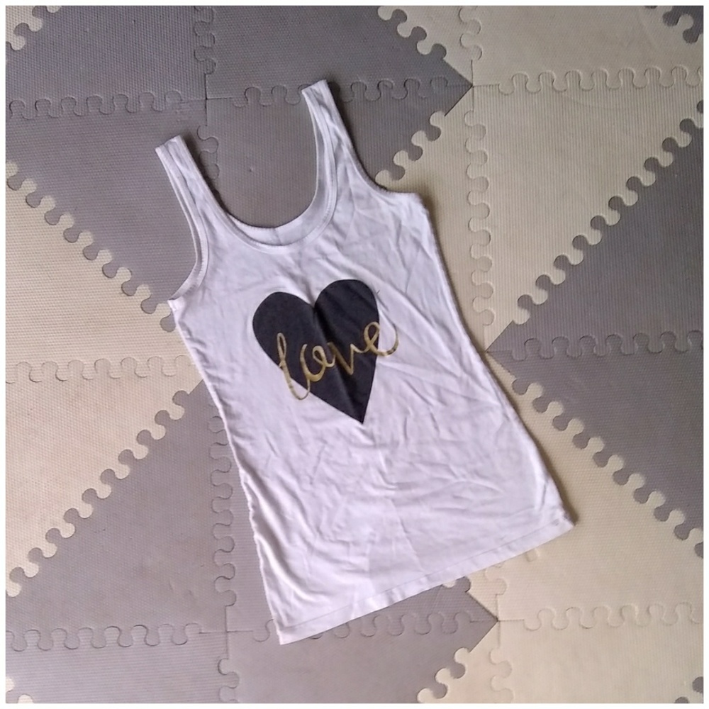 Body Hugging White Heart love Tank Top