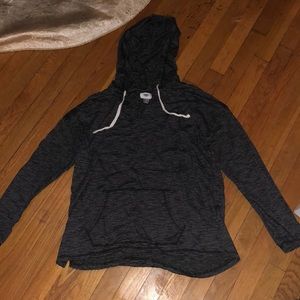 navy and white striped hoodie