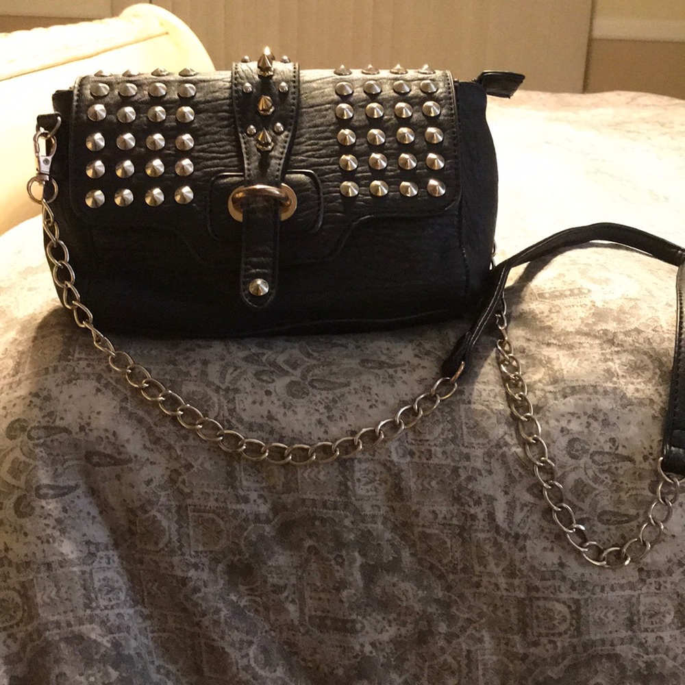 Black studded crossbody bag