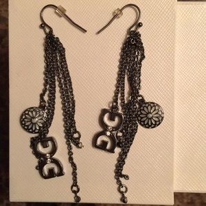 Guess Hanging GunMetal Earrings
