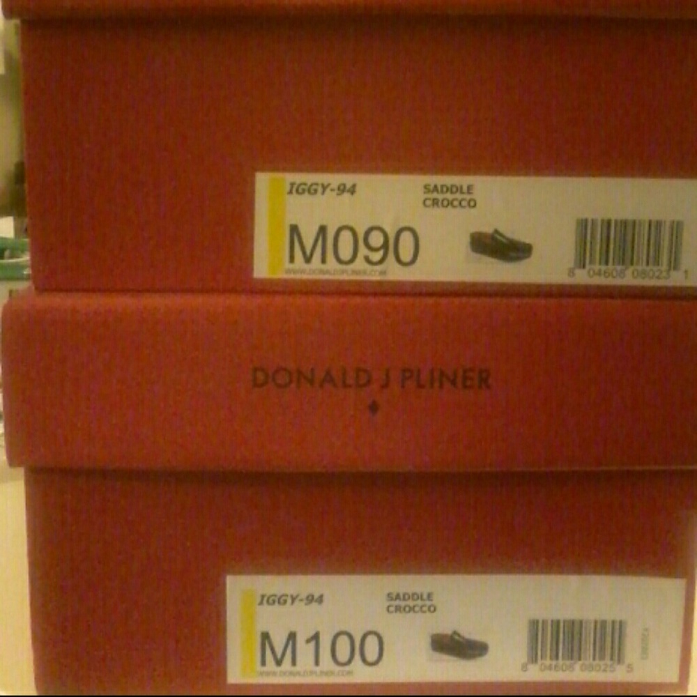 Donald J Pliner Brown Crocco Moccasins 9 NWT - Picture 7 of 8