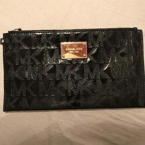 Michael Kors Black Patent Leather Large Wristlet