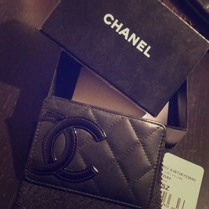 Chanel leather card holder