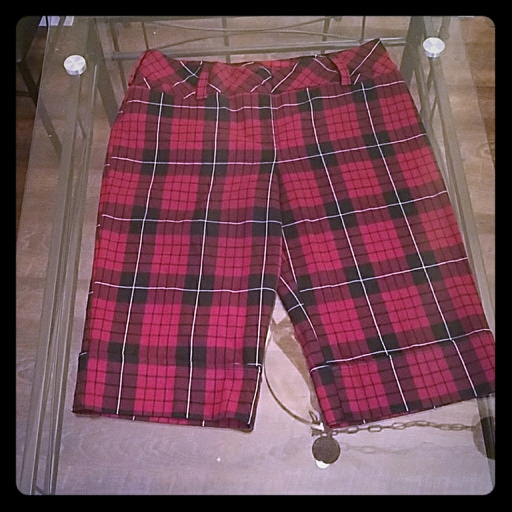 Awesome red plaid Capri pants.