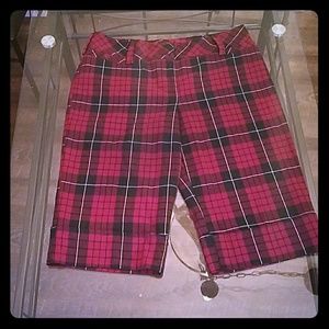 Awesome red plaid Capri pants.