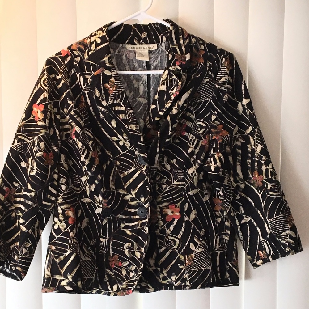 Requirements Black Floral Linen Blazer