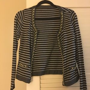 Striped Cardigan, with gold chain