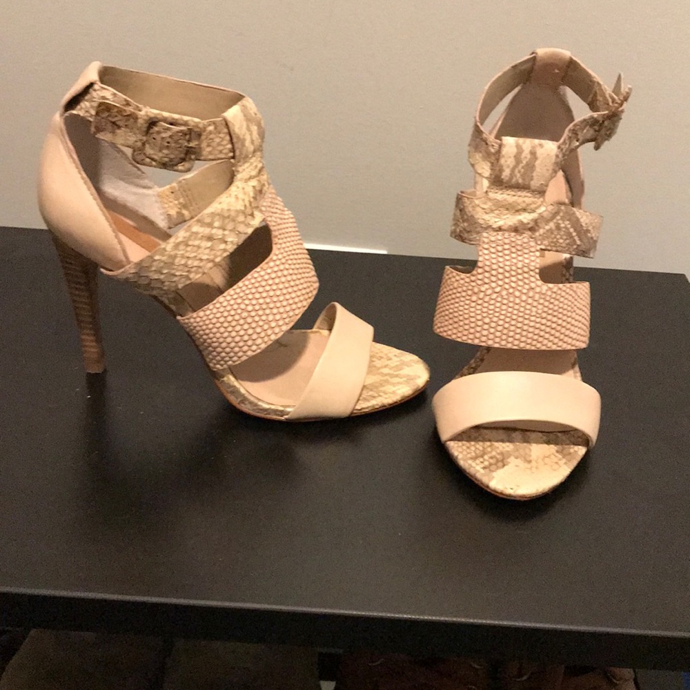 BCBG Maxazria Nude Snakeskin Sandal