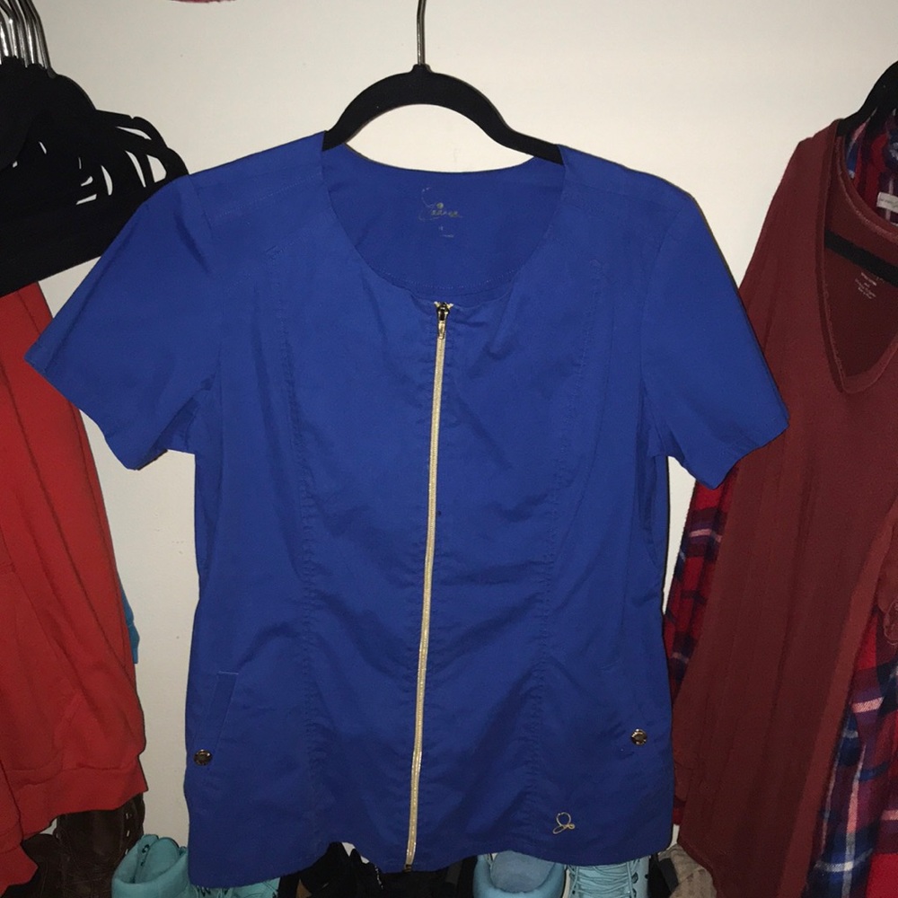 Royal blue jaanuu Scrub Top with zipper