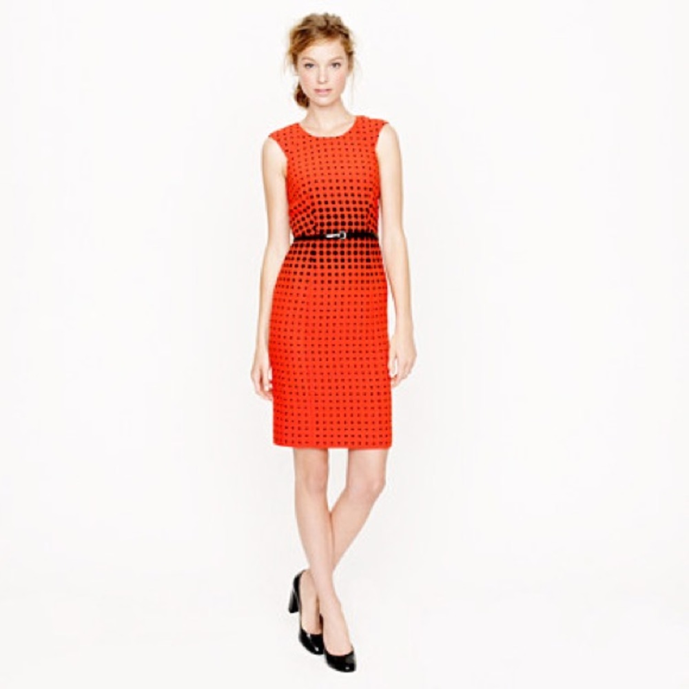 J Crew Red Optic Dot Dress
