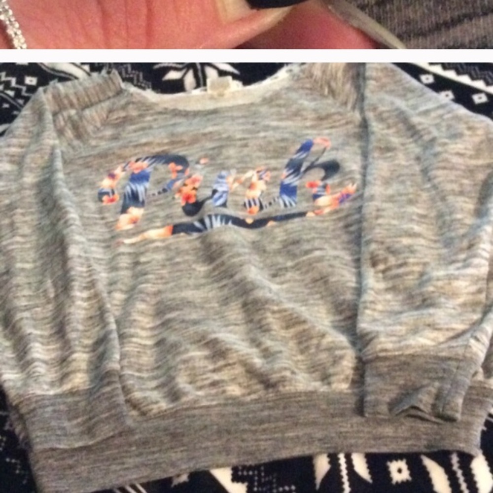 EUC-VS/Pink HTF Slouchy Hawaiian Print Crew