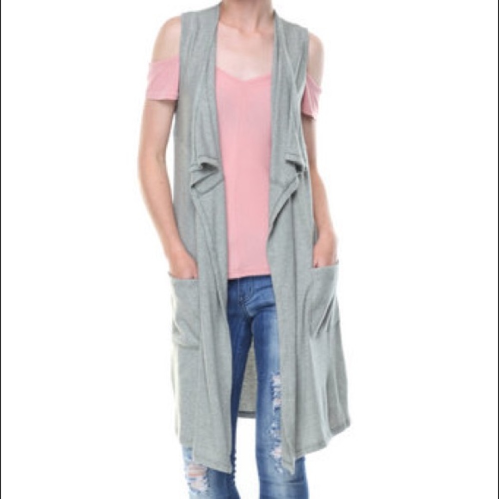 New Sleeveless Open Duster Sweater Vest