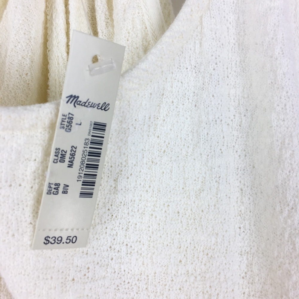 Madewell Racerback Knotted Back Tank Ivory L - Picture 4 of 4