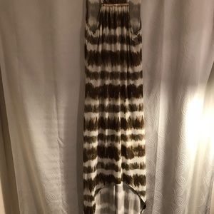 Michael Kors Olive/Cream Sleeveless Maxi Dress