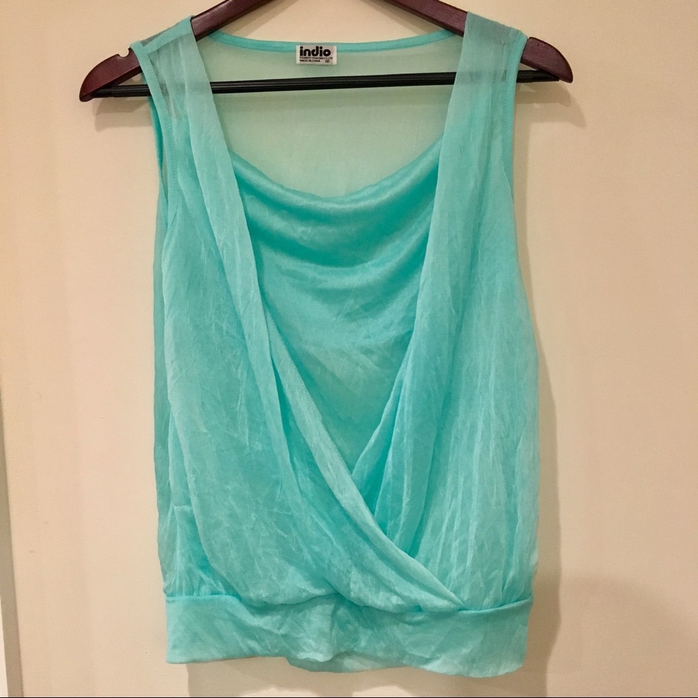 Vintage 90s Turquoise / Seafoam Flowy Top 💚💙