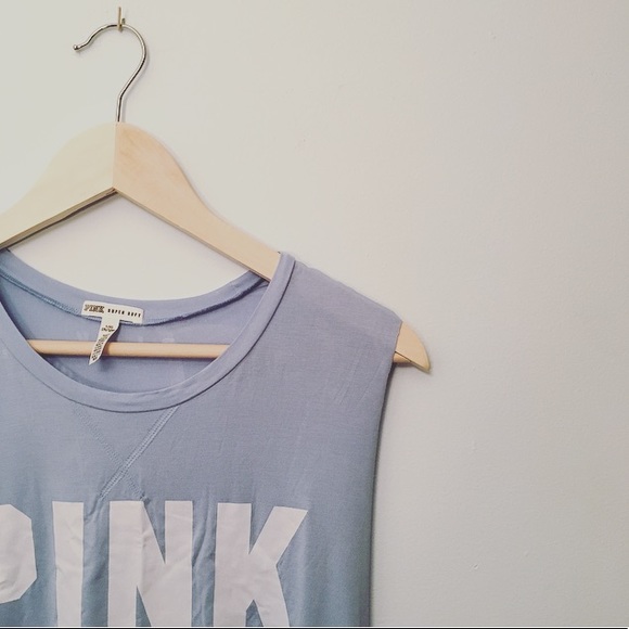 PINK Victoria's Secret Tops - PINK Victoria’s Secret Baby Blue Soft Tank Sz L