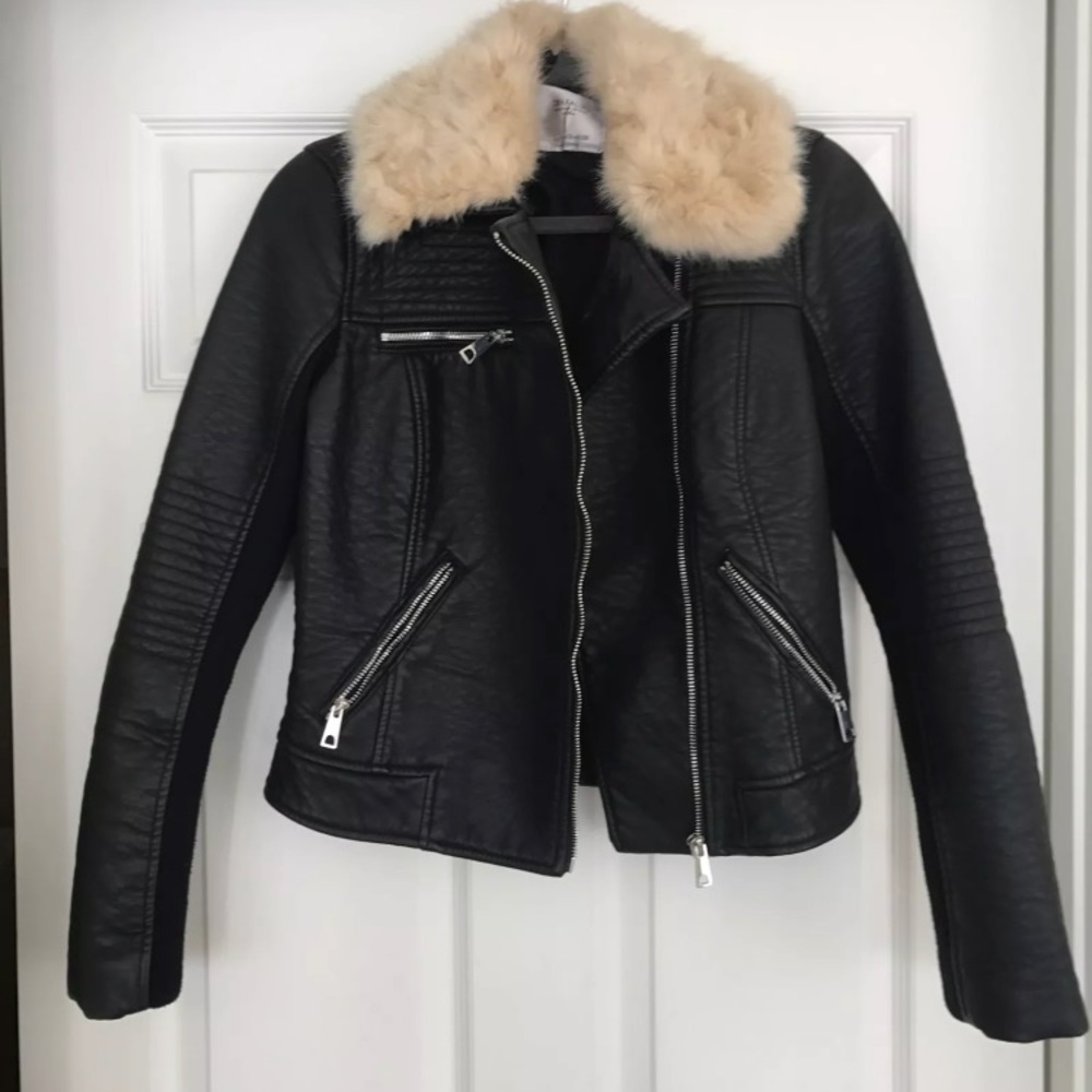 🎊24 hour price drop🎊Zara fur leather jacket