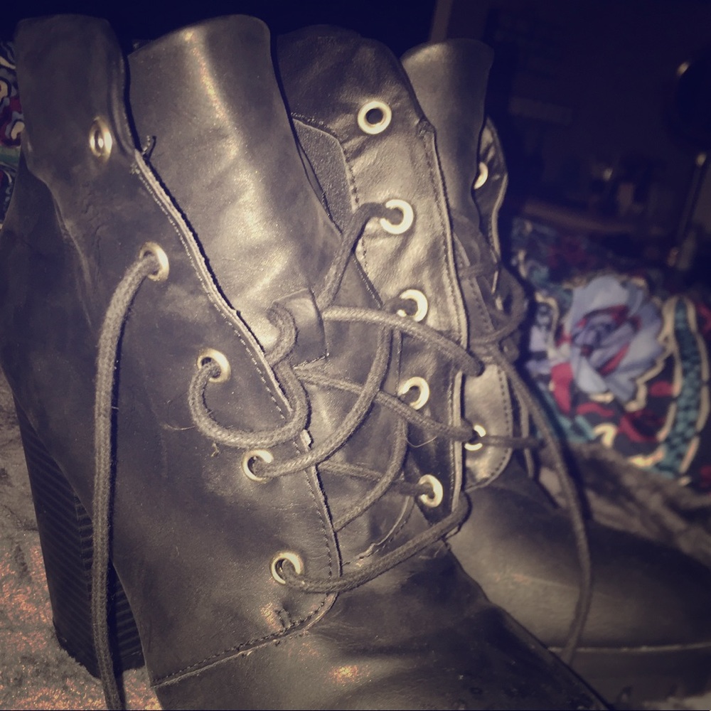 Justfab black lace up boots