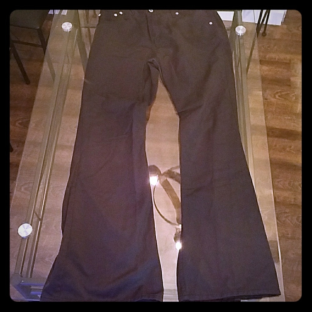 Sexy silky black flared black pants.