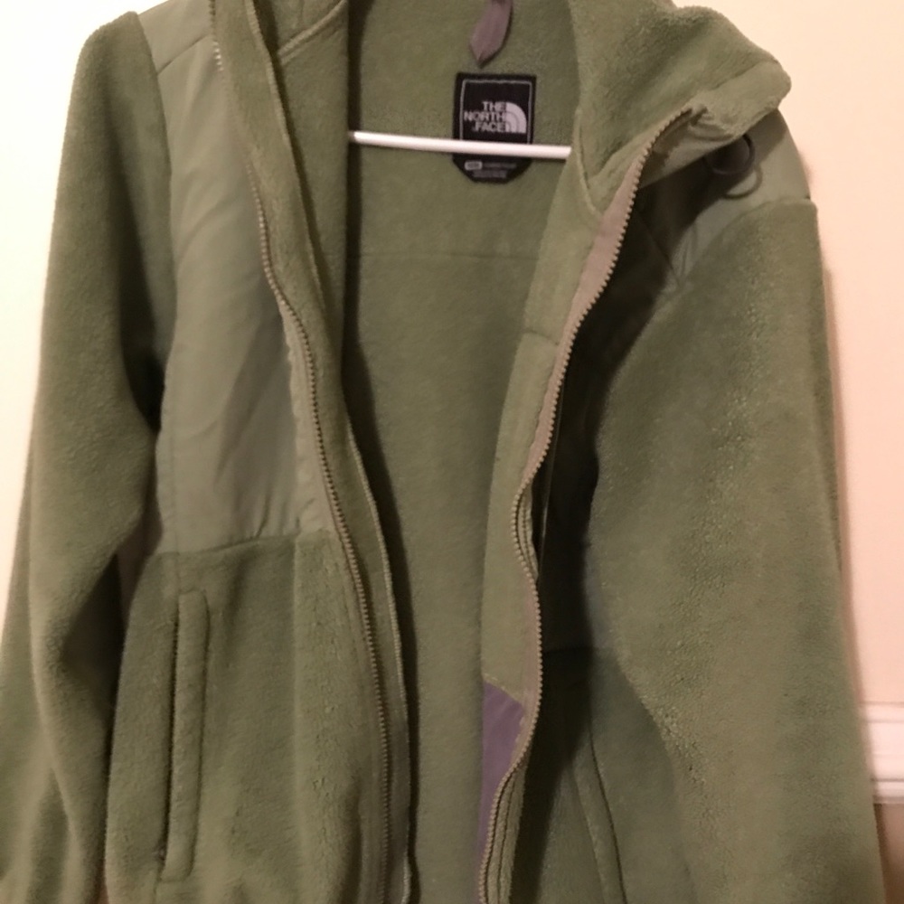 Green The North Face hooded zip jacket
