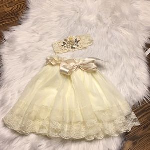 Cream lace Skirt with matching cream lace headband
