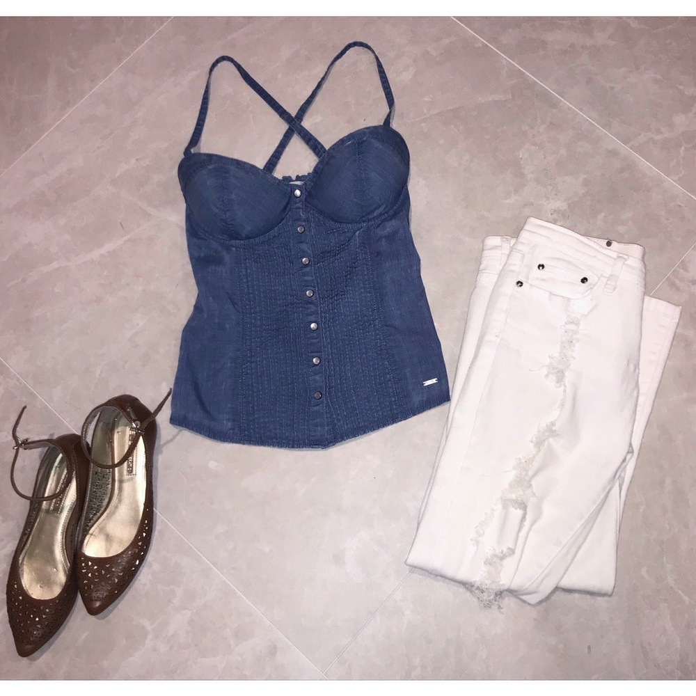 Guess denim corset style top
