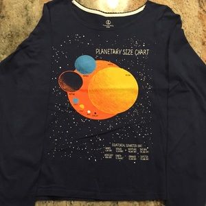 Girls Lands' End Glow in Dark Planetary Shirt