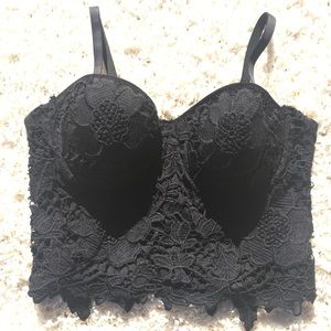 Black lace crop top bustier