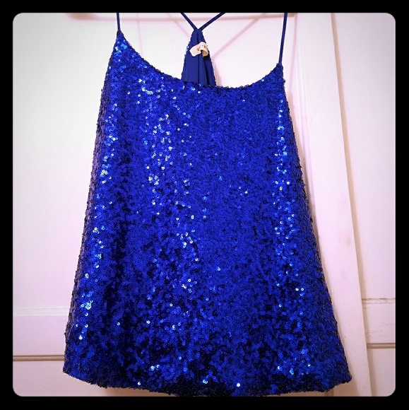 Sequin blue top - Picture 1 of 3