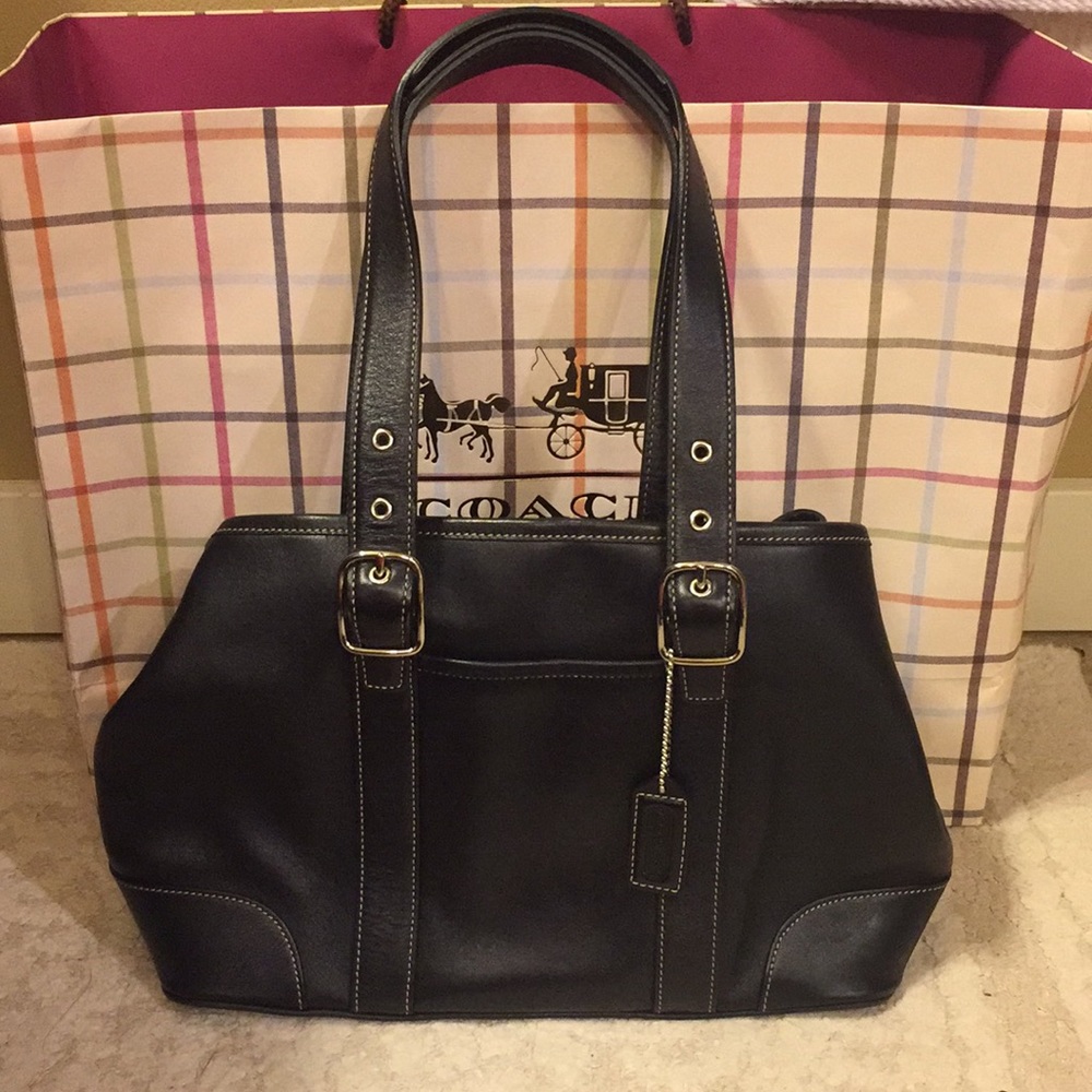 Coach black leather satchel
