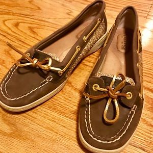 Sperry boat shoes with gold glitter