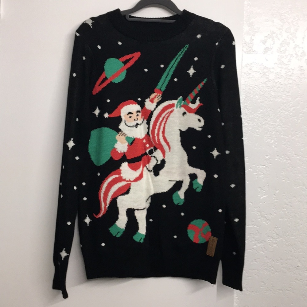 HP! TIPSY ELVES Santa unicorn magical sweater S.
