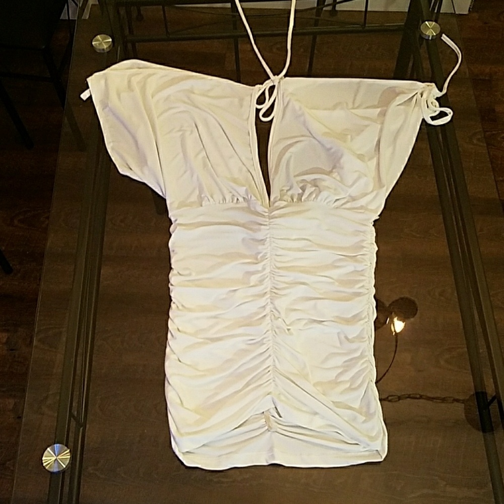 Gorgeous sexy white silky tie shirt.