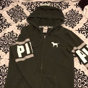 PINK zip up logo hoodie