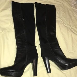 Black over the knee platform heels/boots