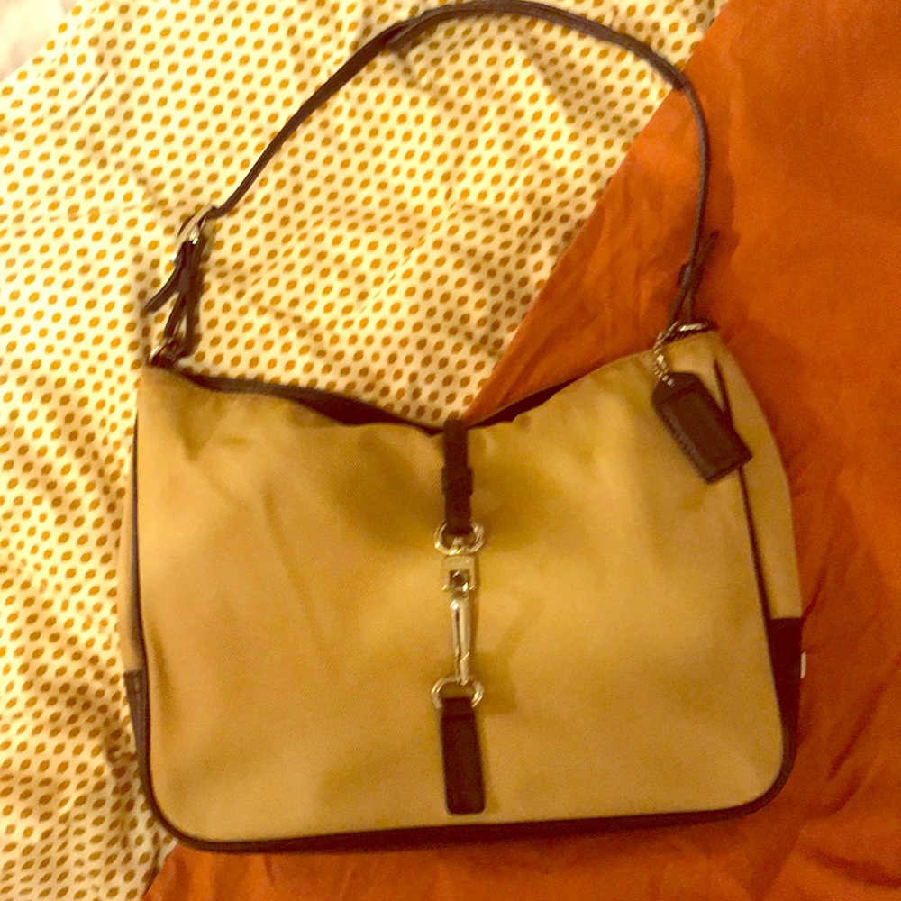 Coach Hobo Purse, Tan Canvas w/ Leather trim