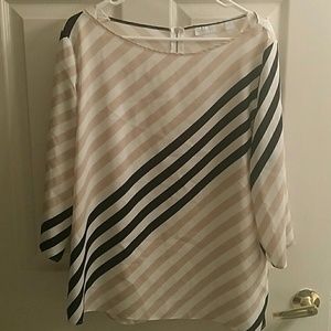 NY&CO White, Black, and Tan Stripe Blouse Sz XL
